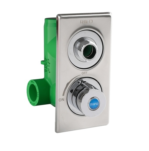 AZ109PPR三通暗装瓷芯角阀DN20（绿）（加高型）（不锈钢面板）